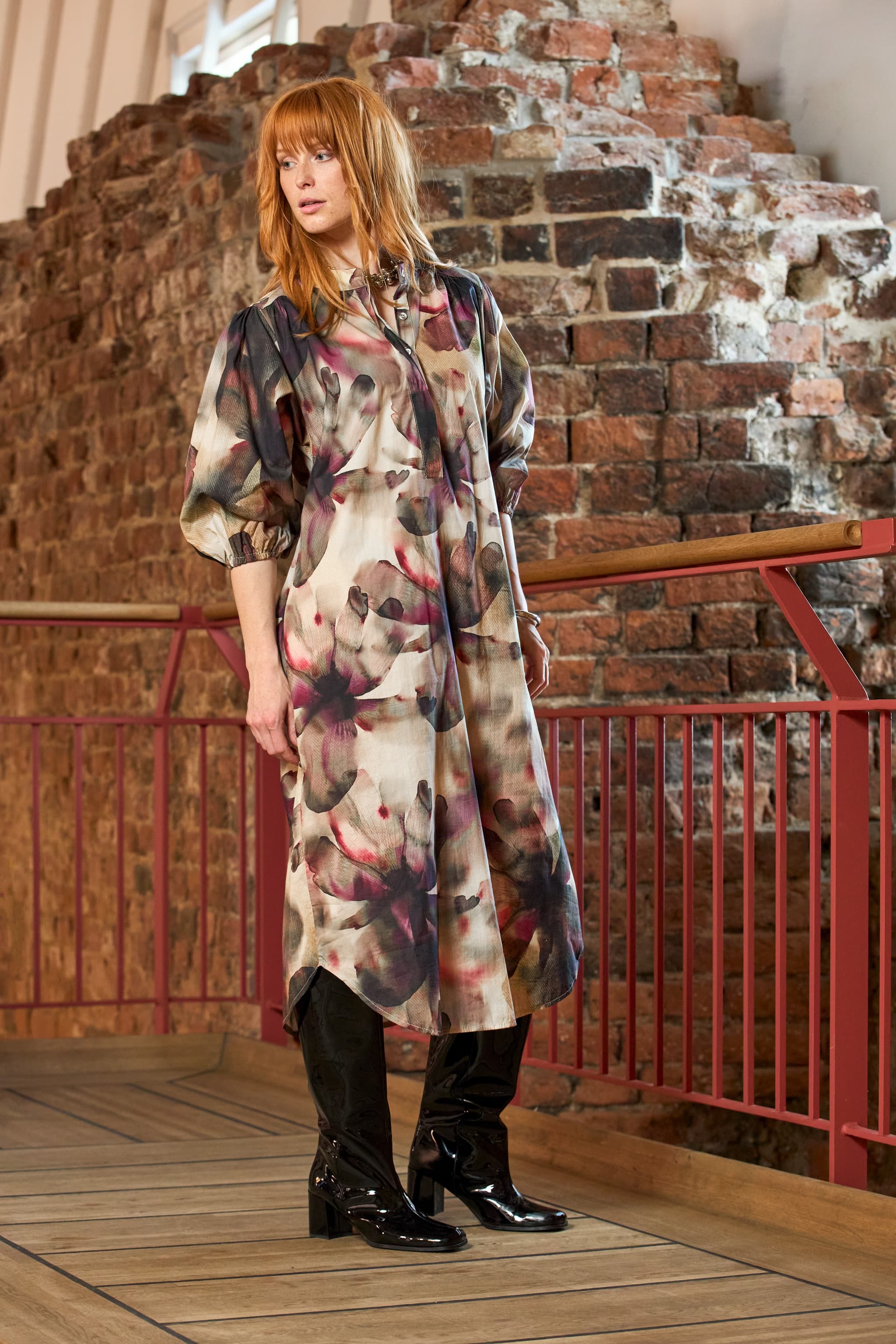 Black Colour BCFILORA DRESS - Vindrød printet kjole 40904 Plum Flower