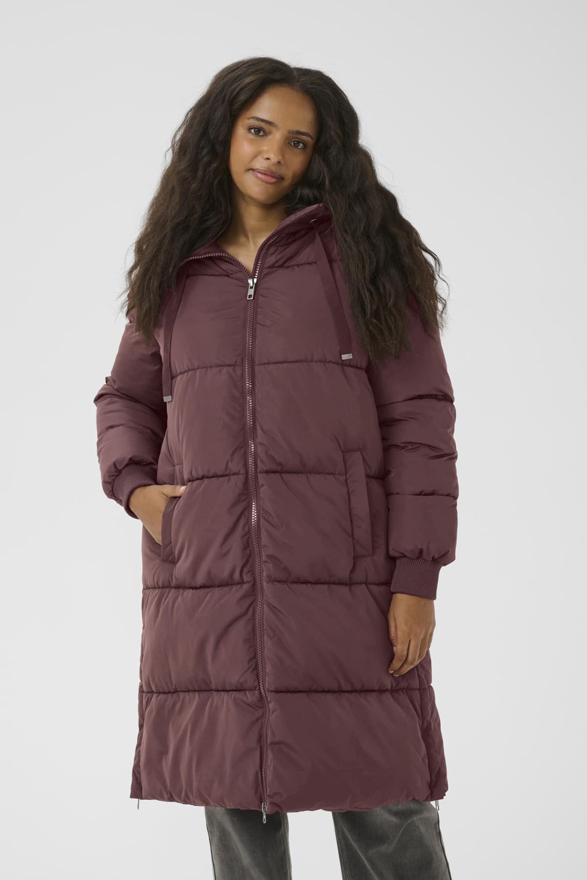 Kaffe Curve KCniki Coat - Vinrød jakke 10583496 Fudge
