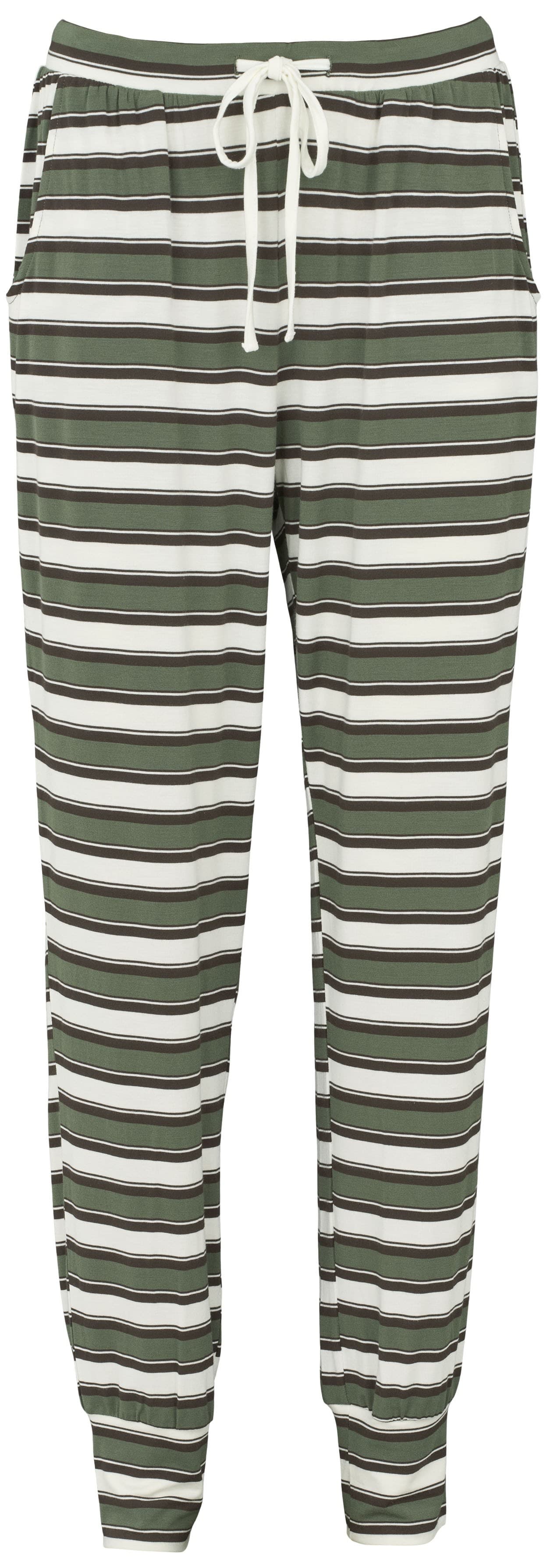 Missya Softness Pants - Grøn stribede pyjamas bukser 13343 Dusty Green