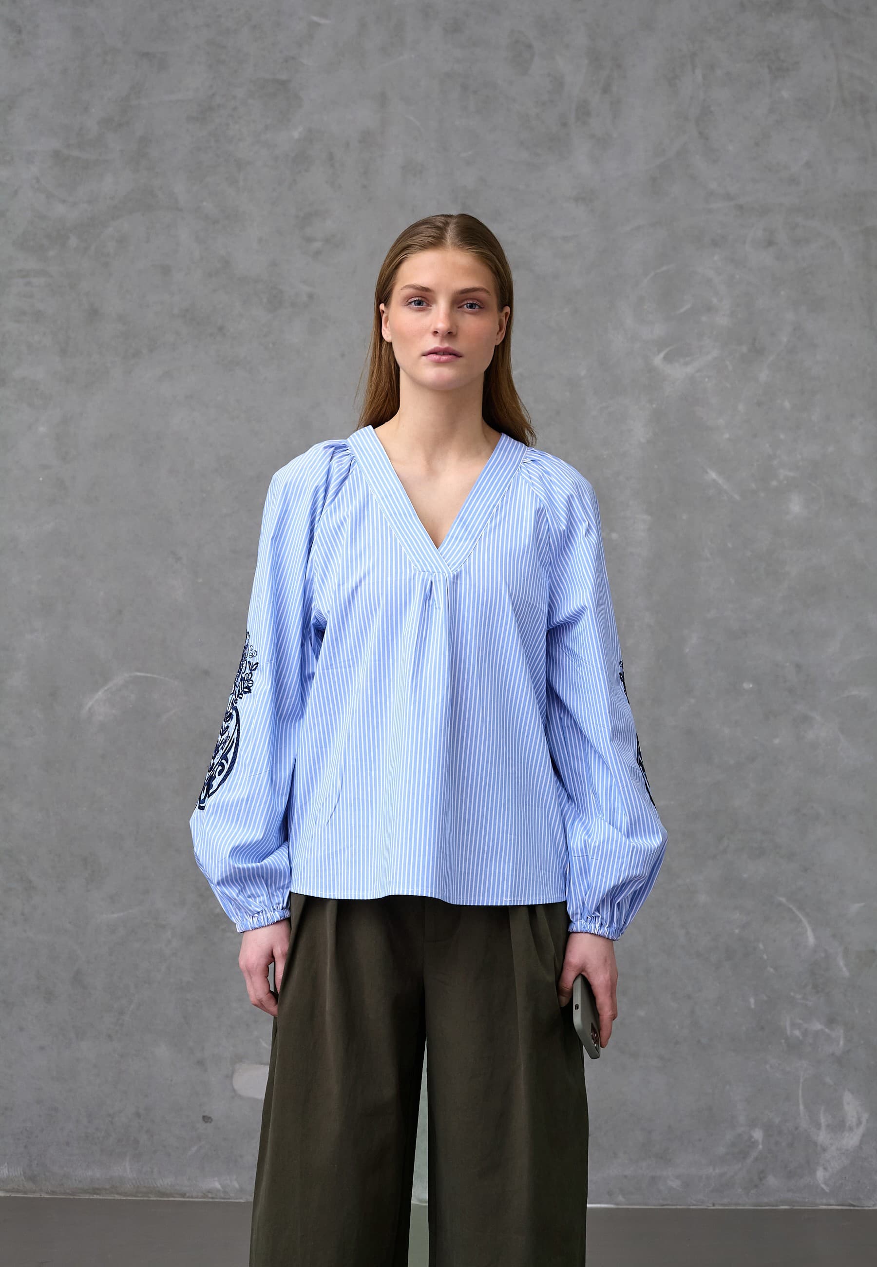 Love&Divine Blouse love1529 - Blå stribet bluse 19804 Blue Stripe