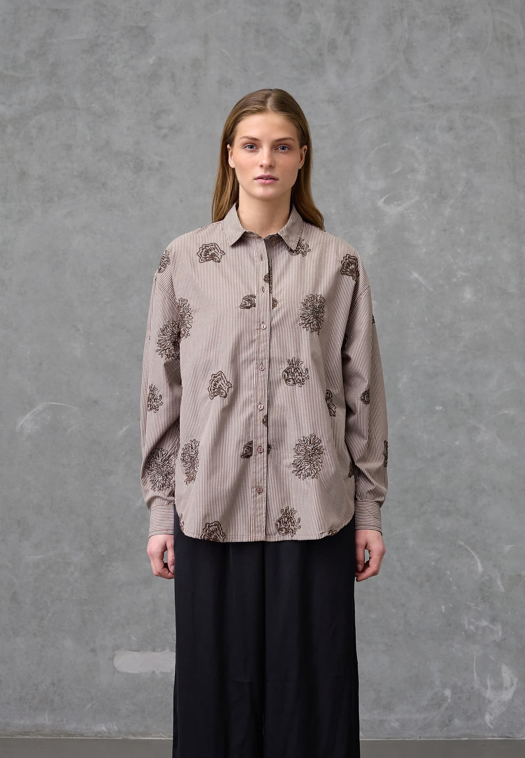 Love&Divine Shirts love1516 - Brun stribet skjorte 19715 Brown Stripe