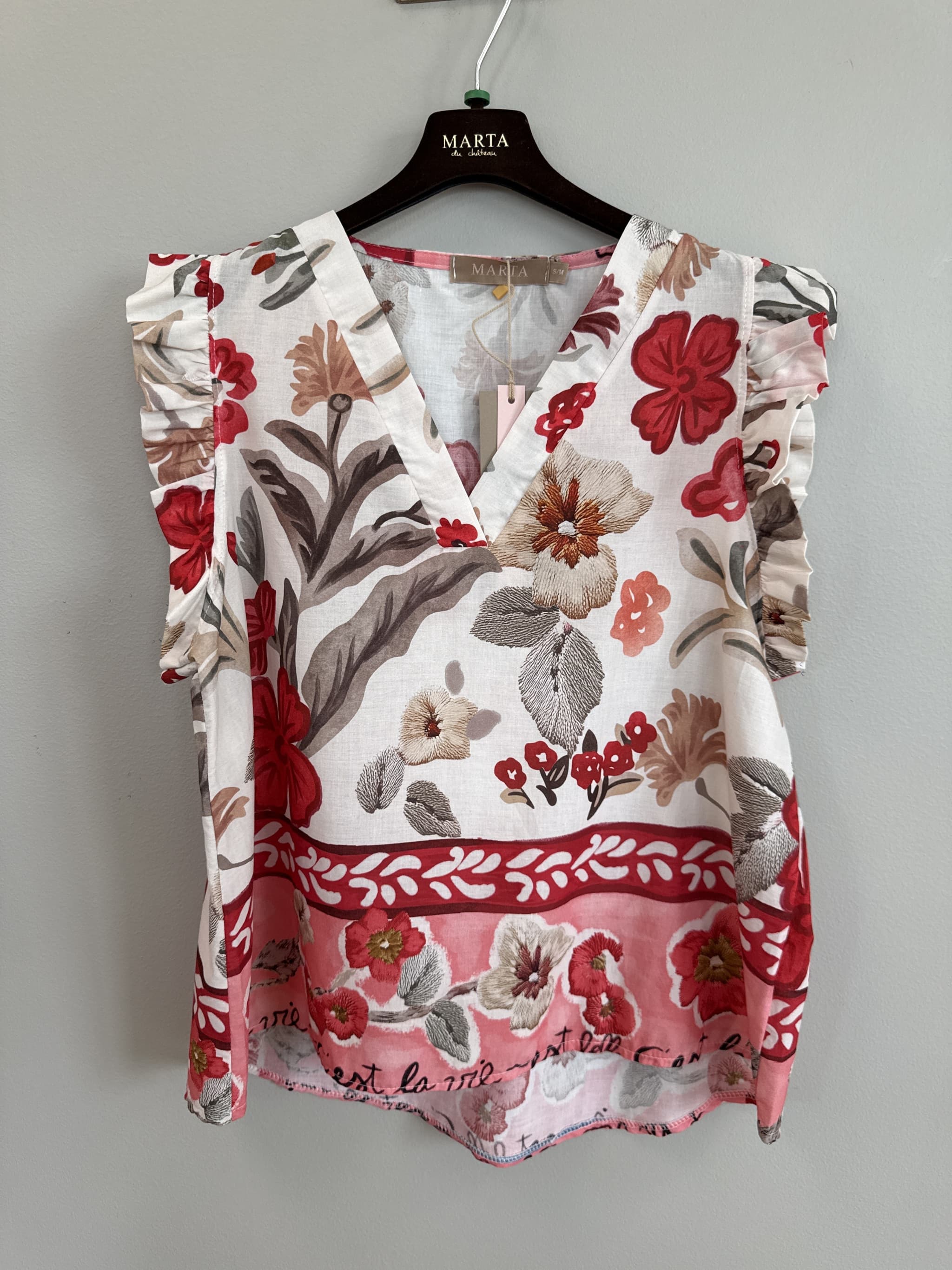 Marta MdcMarita Shirt - Rød printet bluse 85573 Red