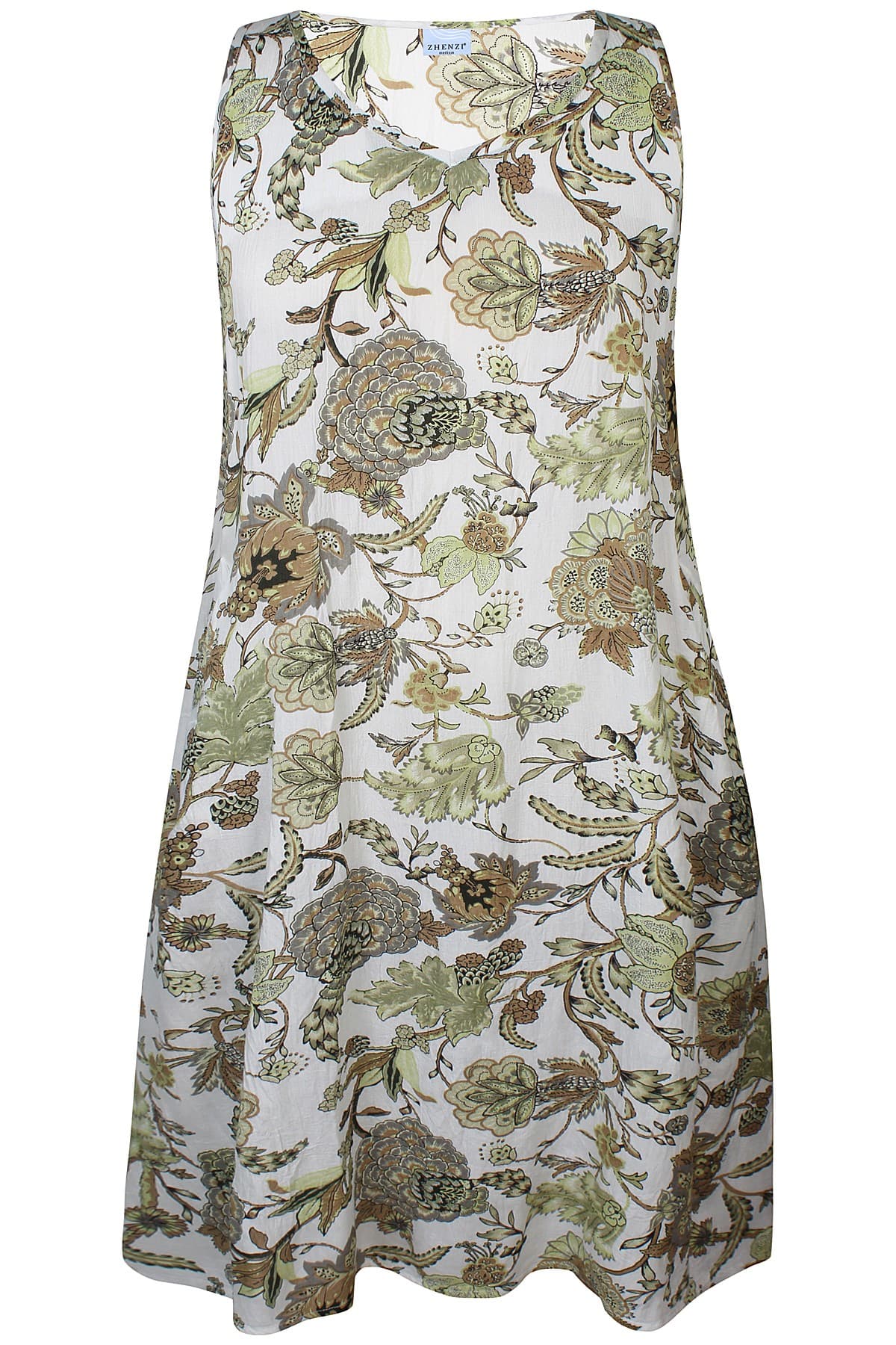 Zhenzi Zh-Jackie Dress - Grøn printet kjole 201372 Dusty Tea