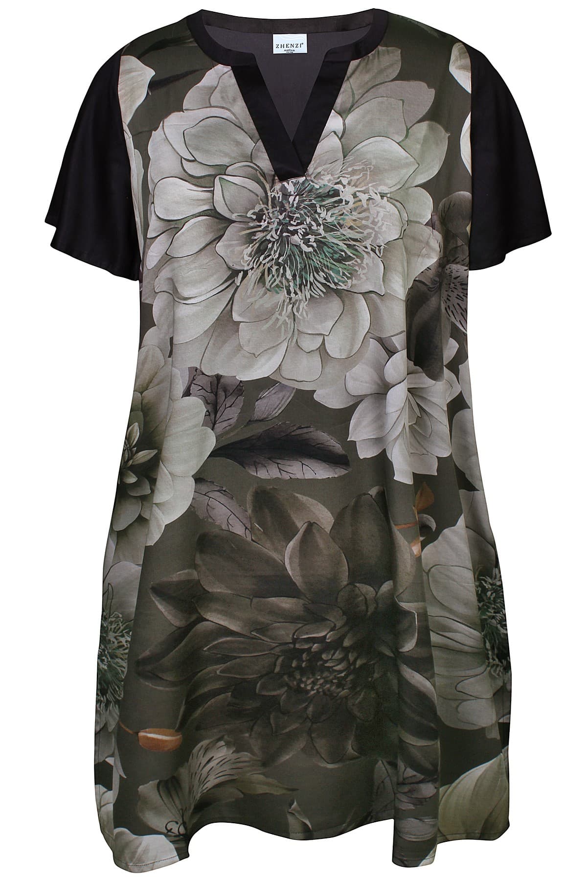 Zhenzi Zh-Janel 1381 Dress - Grøn printet kjole 201381 Dusty Tea