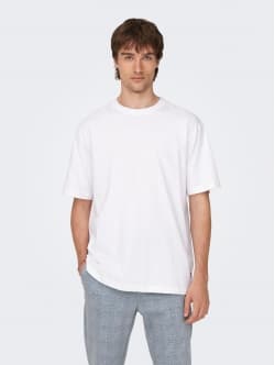 ONLY & SONS t-shirt i hvid til herre | Relaxed fit | S Hvid