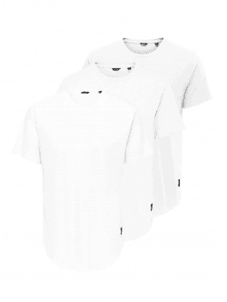 ONLY & SONS 3pak lang t-shirt i hvid til herre L Hvid