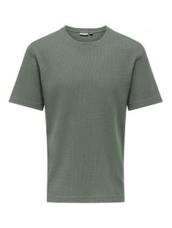 ONLY & SONS t-shirt i Castor Gray vaffelstof til herre M