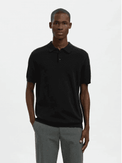 Selected  Strikket Polo i sort til herre M