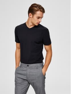 Selected t-shirt med v-hals i sort til herre XL