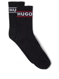 HUGO 2pak bomuldsstrømper i sort m. logo til kvinder. Sort 36 - 42
