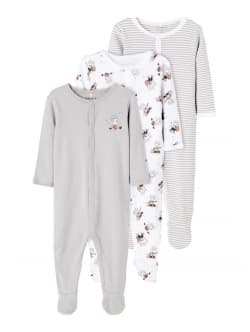 Name it 3-pak pyjamas dragt i hvid & grå til drenge 80