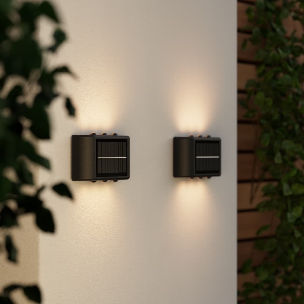 Mini Trio solcellsvägglampa, (set med 2 lampor)