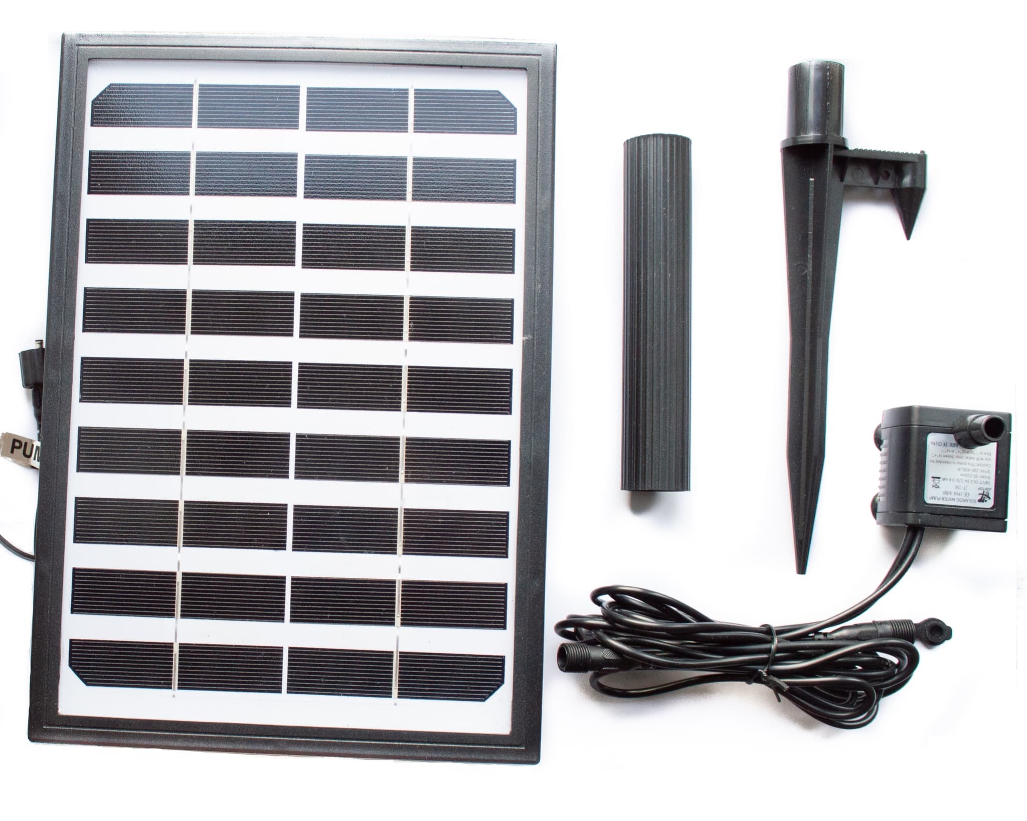 Solpanel och pump till hög fontän