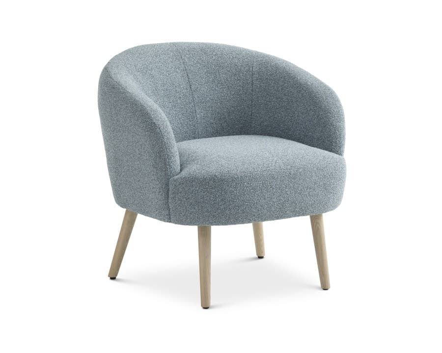 Conrad Loungestol egg blue tekstil med træben - LEXPO Living - Stof lænestol Senior