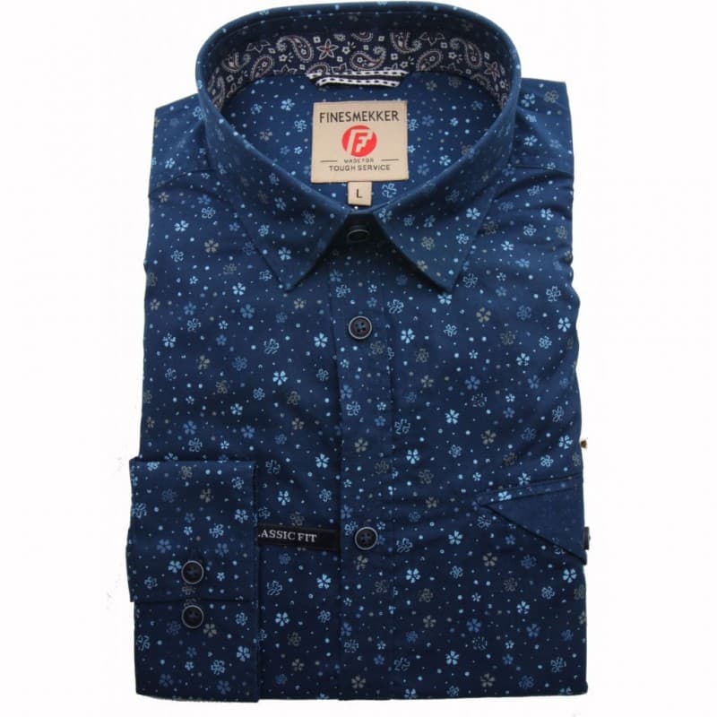 Finesmekker Targos S/s Skjorte - Navy M Navy