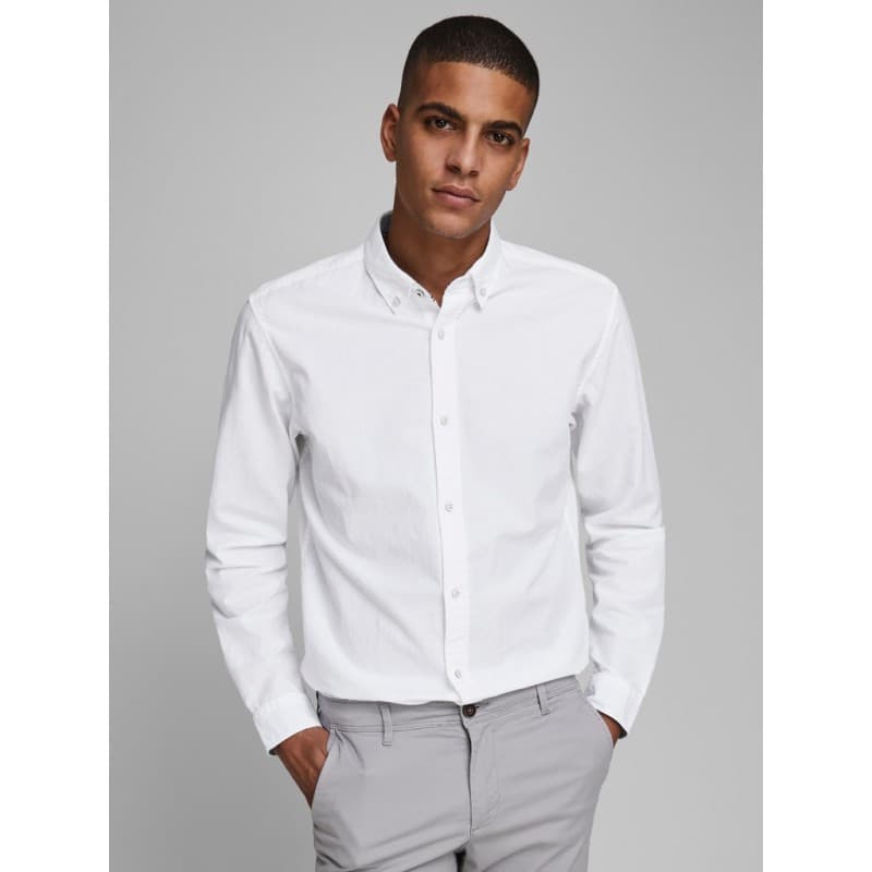 Jack & Jones L/s Hør Skjorte - Hvid L Hvid