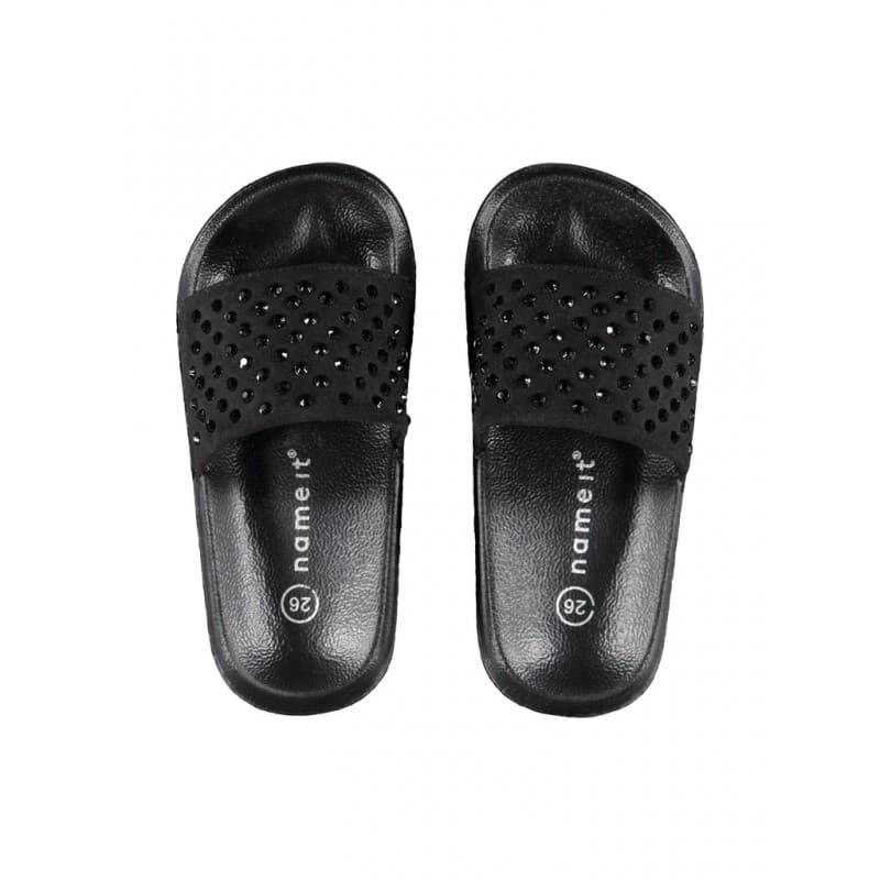 Name It Kids Muna Slippers Med Pyntesten - Sort Sort 38