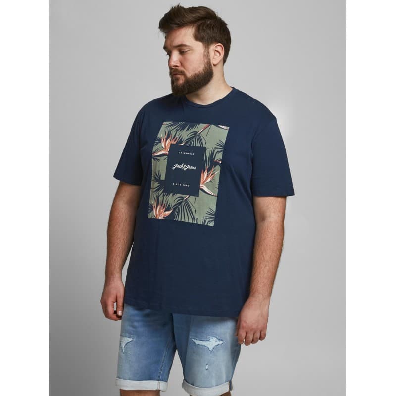 Jack & Jones Plus Florall Print T-shirt 3xl Navy Blazer