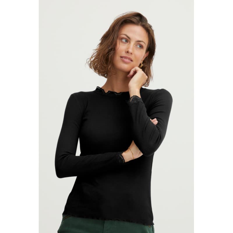 Fransa Zamond Langærmet  Blonde Top - Sort S Sort