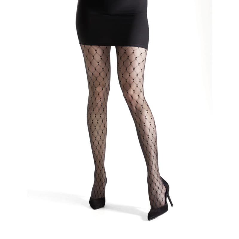 Decoy 25 Denier Mønstret Tights - Sort Sort S/m