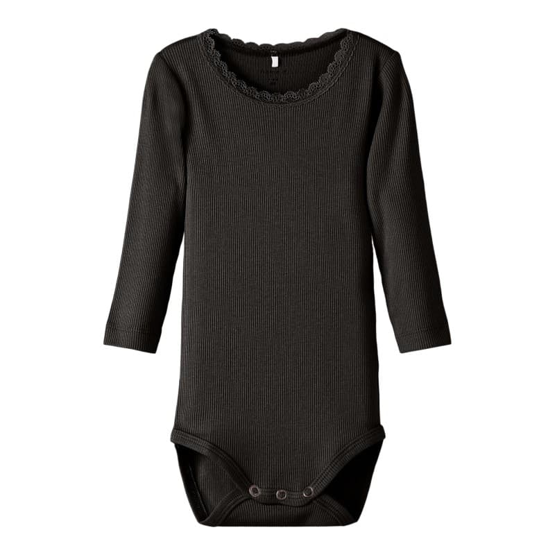 Name It Baby Rib L/s Bodystocking - Sort Sort 74
