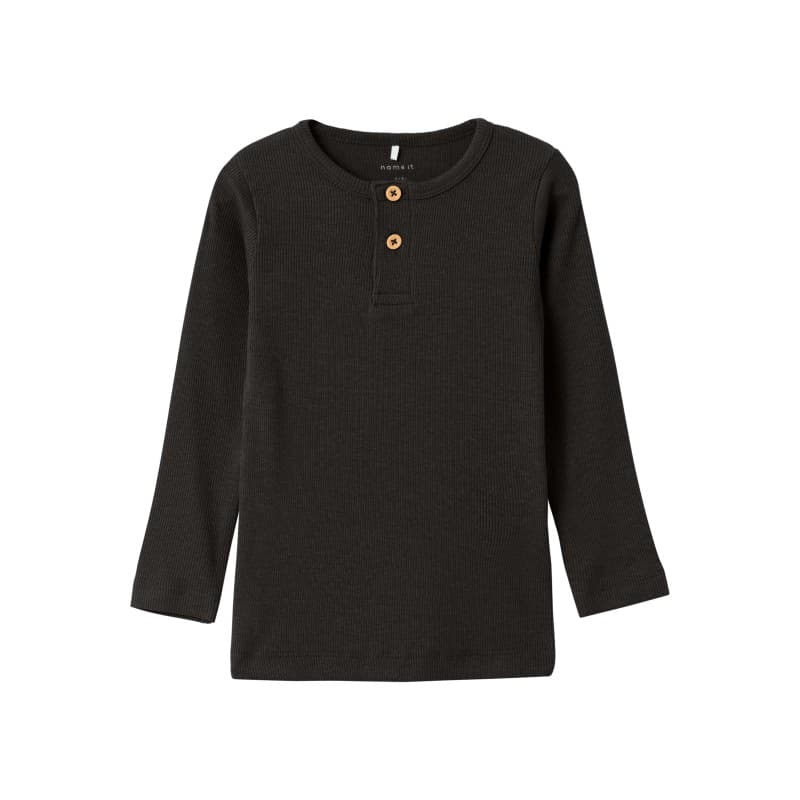 Name It Mini Rib L/s Top - Sort 92 Sort