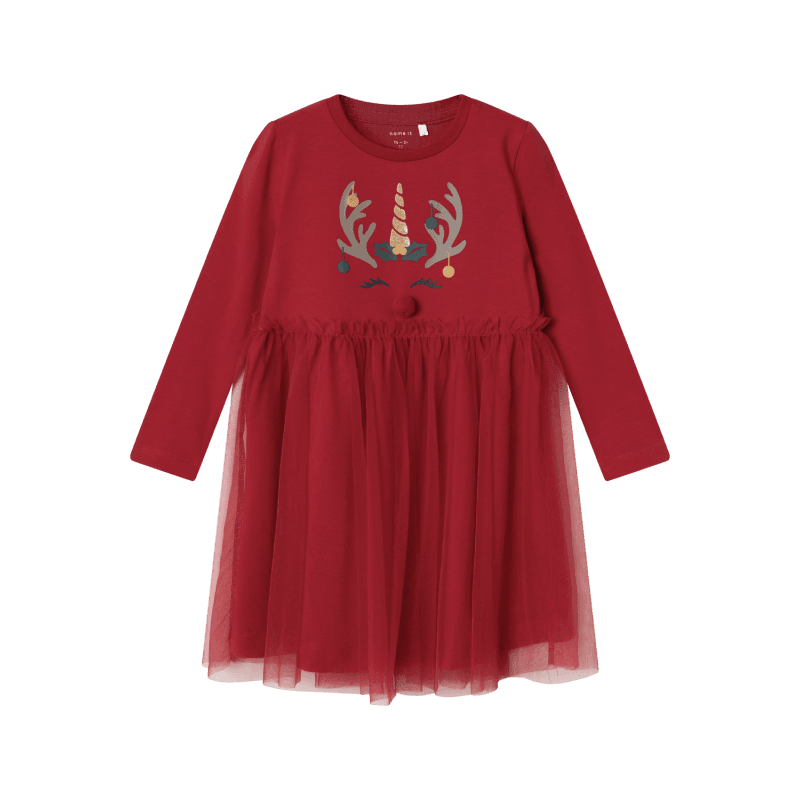 Name It Mini Jul L/s Kjole - Jester Red 86 Jester Red