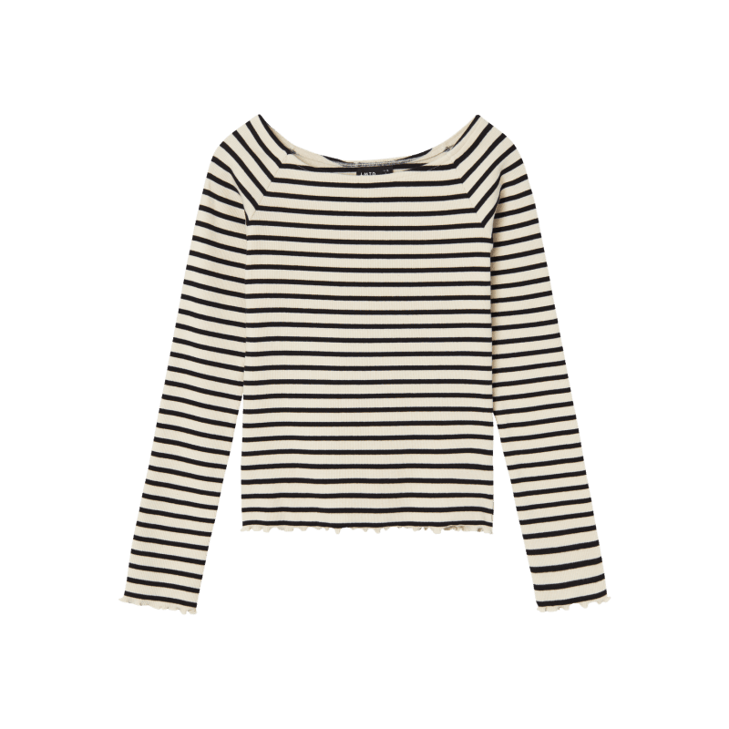 Lmtd Rille L/s Boatneck Top - White Alyssum 134/140 White Alyssum
