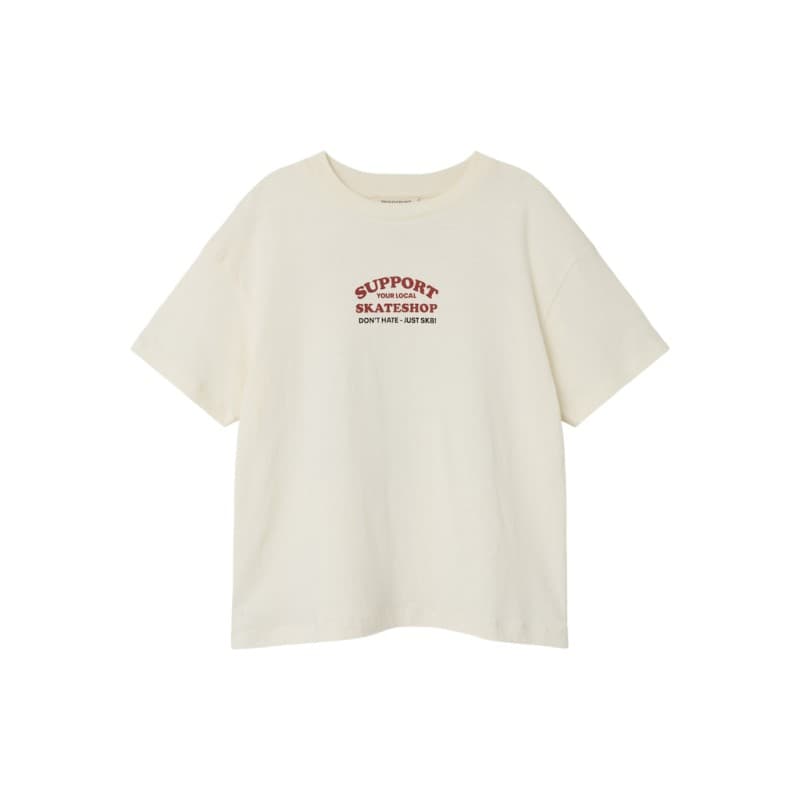 Name It Kids Lasso S/s T-shirt - White Swan/rød Rød 122/128