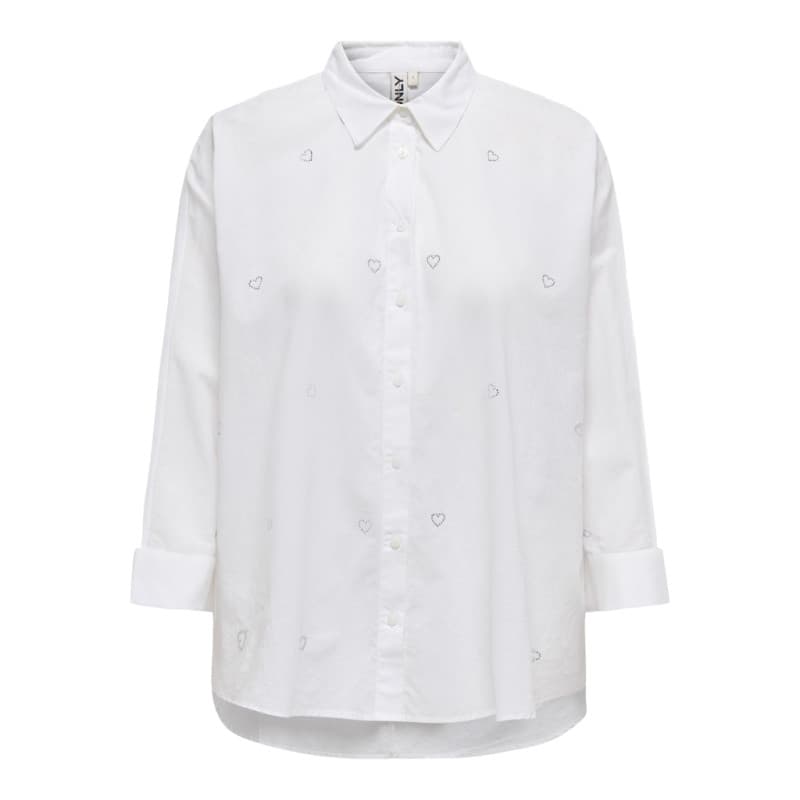 Only New Lina Grace Skjorte Med Rhinsten - Bright White S Bright White