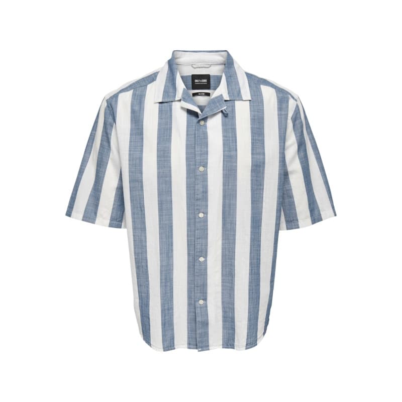 Only & Sons Tes Slub Stribet Skjorte - Vintage Indigo L Vintage Indigo