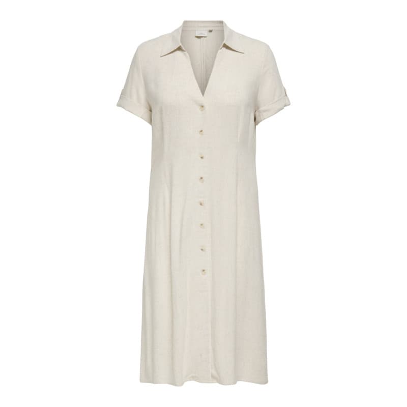 Only Carmakoma Siesta S/s Midaxi Hør Kjole - Moonbeam 46 Moonbeam