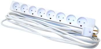 8-Stikd�se M/J med 5 meter ledning hvid