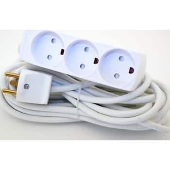 3-Stikd�se M/J med 5 meter ledning hvid