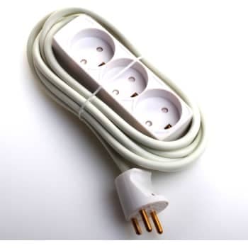 3-Stikd�se M/J med 3 meter ledning hvid