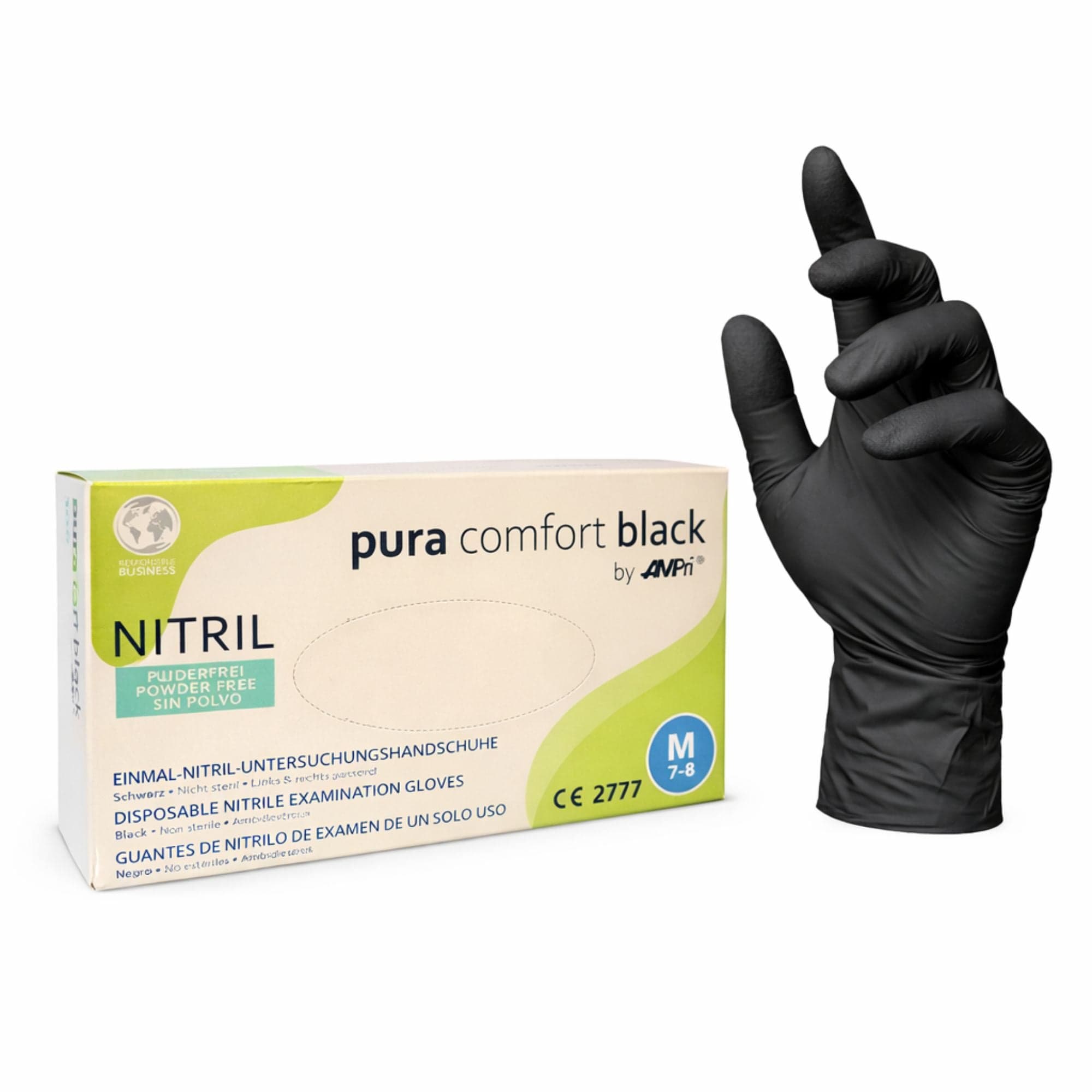 100 st. Pura Comfort nitrilhandsker  Sorte Storlek S