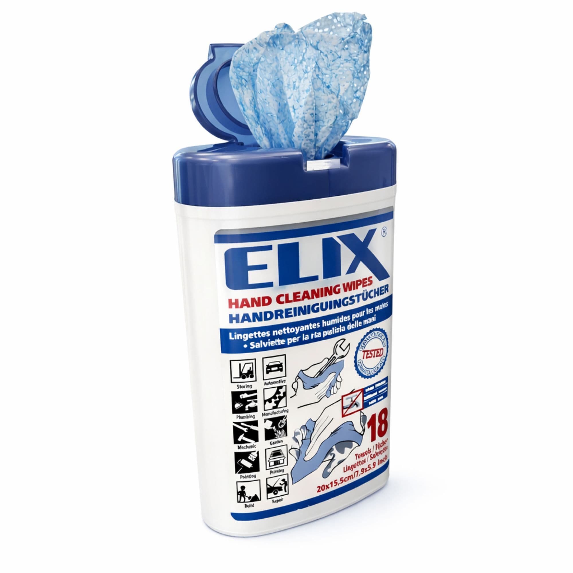 Rengöringsservetter för verkstad  ELIX HAND CLEANING WIPES  18 st