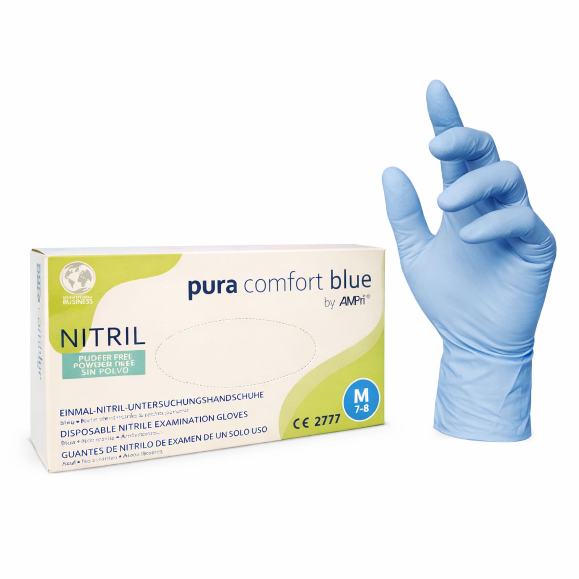 100 st Pura Comfort blå nitrilhandskar - BLÅ Storlek L