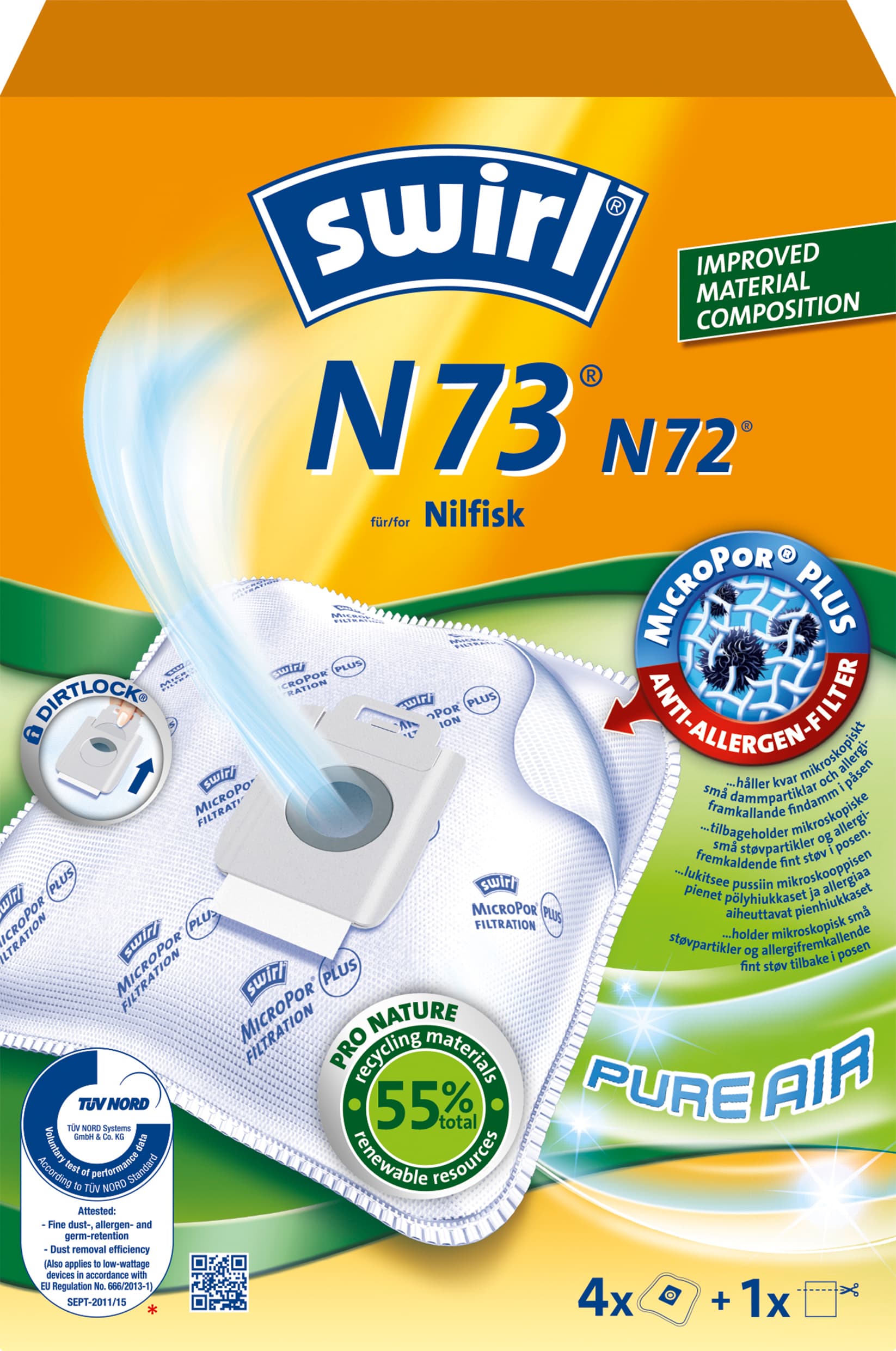 Swirl dammsugarpåsar N73 - för Nilfisk