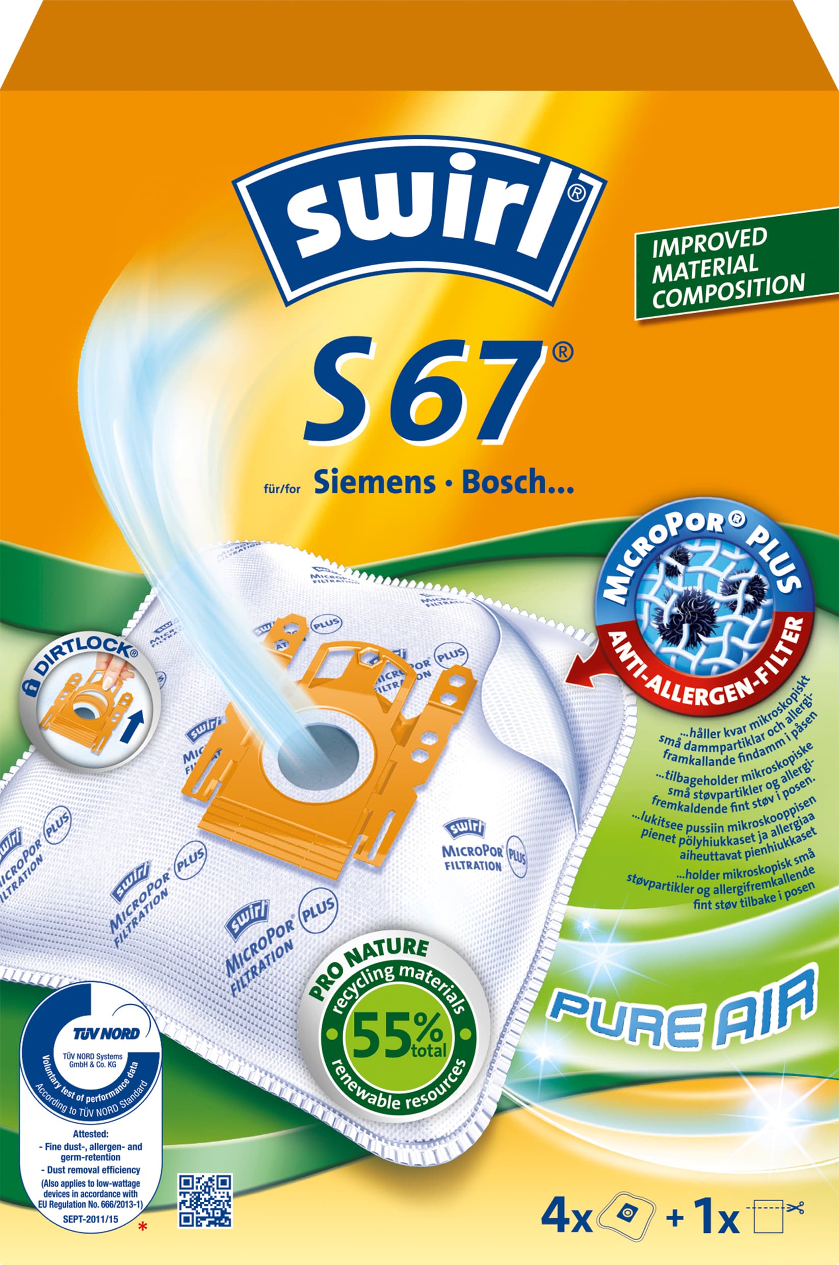 Swirl dammsugarpåsar S67 - för Siemens och Bosch