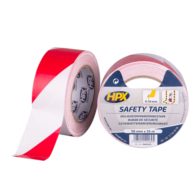 Varningstejp 50mmx33m Röd/Vit