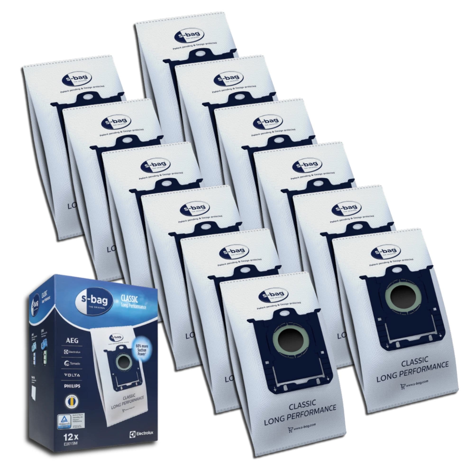 S-bag Classic Long Performance dammsugarpåsar för Electrolux, Aeg, Phillips, Volta m.fl. - 12 st.