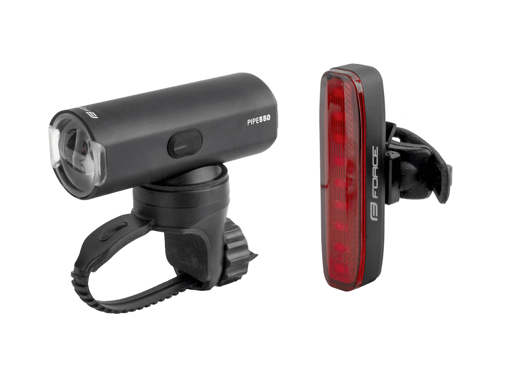 FORCE Pipe Lygtesæt - USB Opladelig - 550/50 Lumen