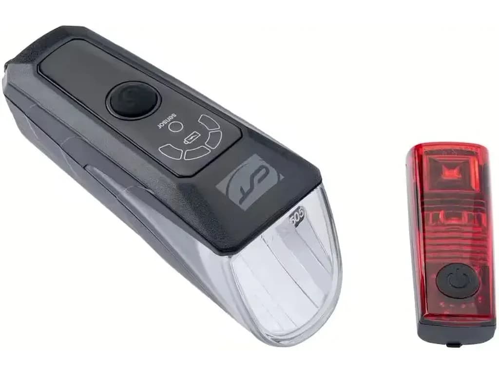 CONTEC 24sevenStop - Lygtesæt - 70 Lux - LED - Batteri - StVZO  - Sort/Grå