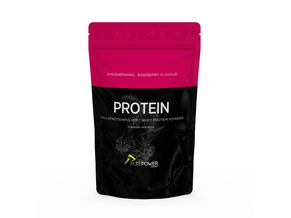 PurePower Proteinpulver - Valleproteindrik - Hindbær 400 g - Bedst før 22/5-2026