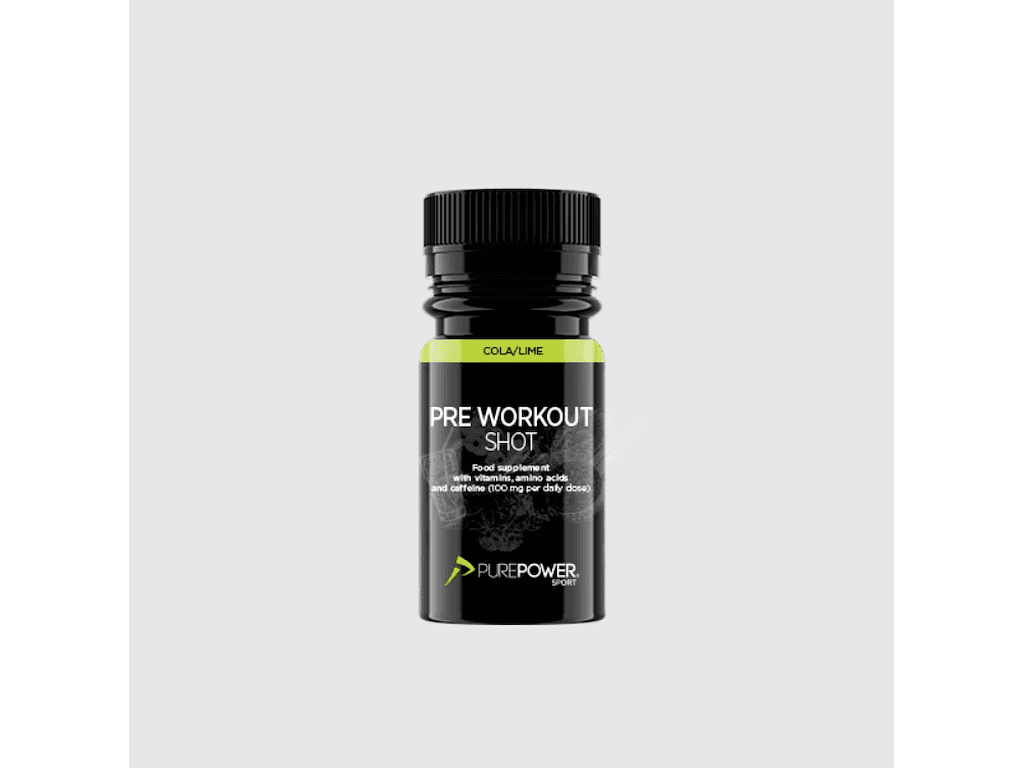 PurePower Pre-workout Shot - PWO Energishot - Cola Lime - med Koffein - 60 ml - Bedst før 30/6-26