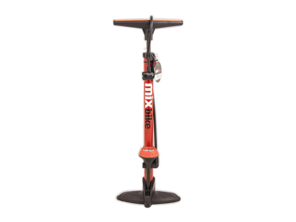 Mixbike Fodpumpe med manometer - 160 PSI / 11 Bar - Rød