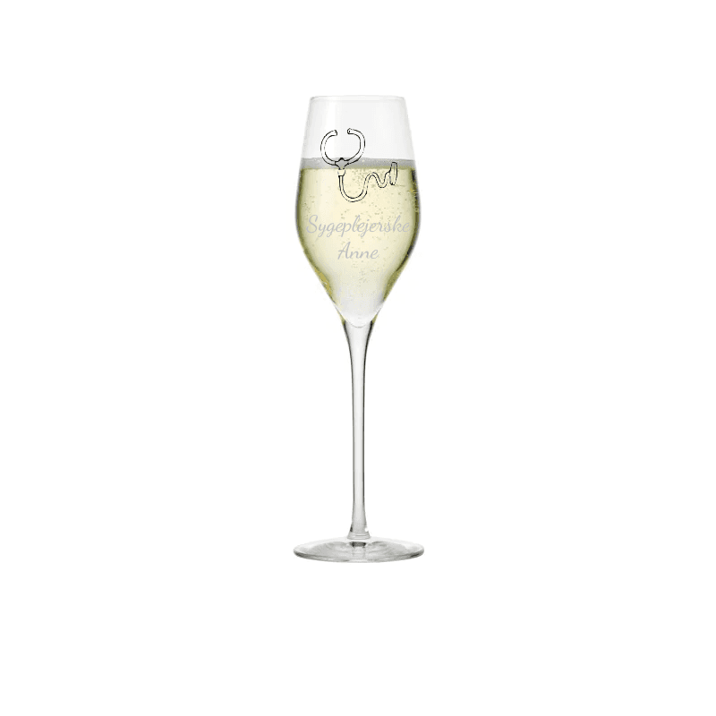 Aida Passion Connoisseur champagneglas - sygeplejerske - Gave til sygeplejerske med gravering