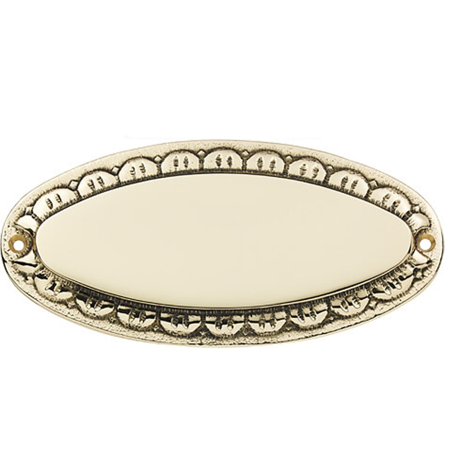 Dørskilt Oval messing med kant blank - Messingskilte med gravering