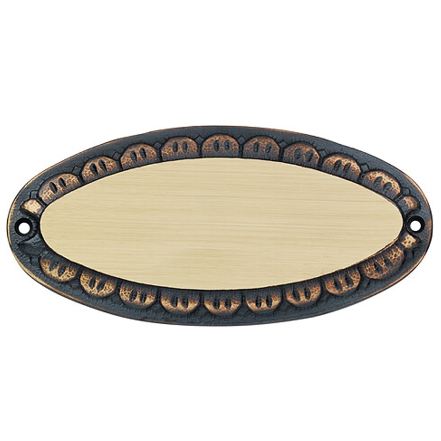 Dørskilt Oval messing kant mat - Messingskilte med gravering
